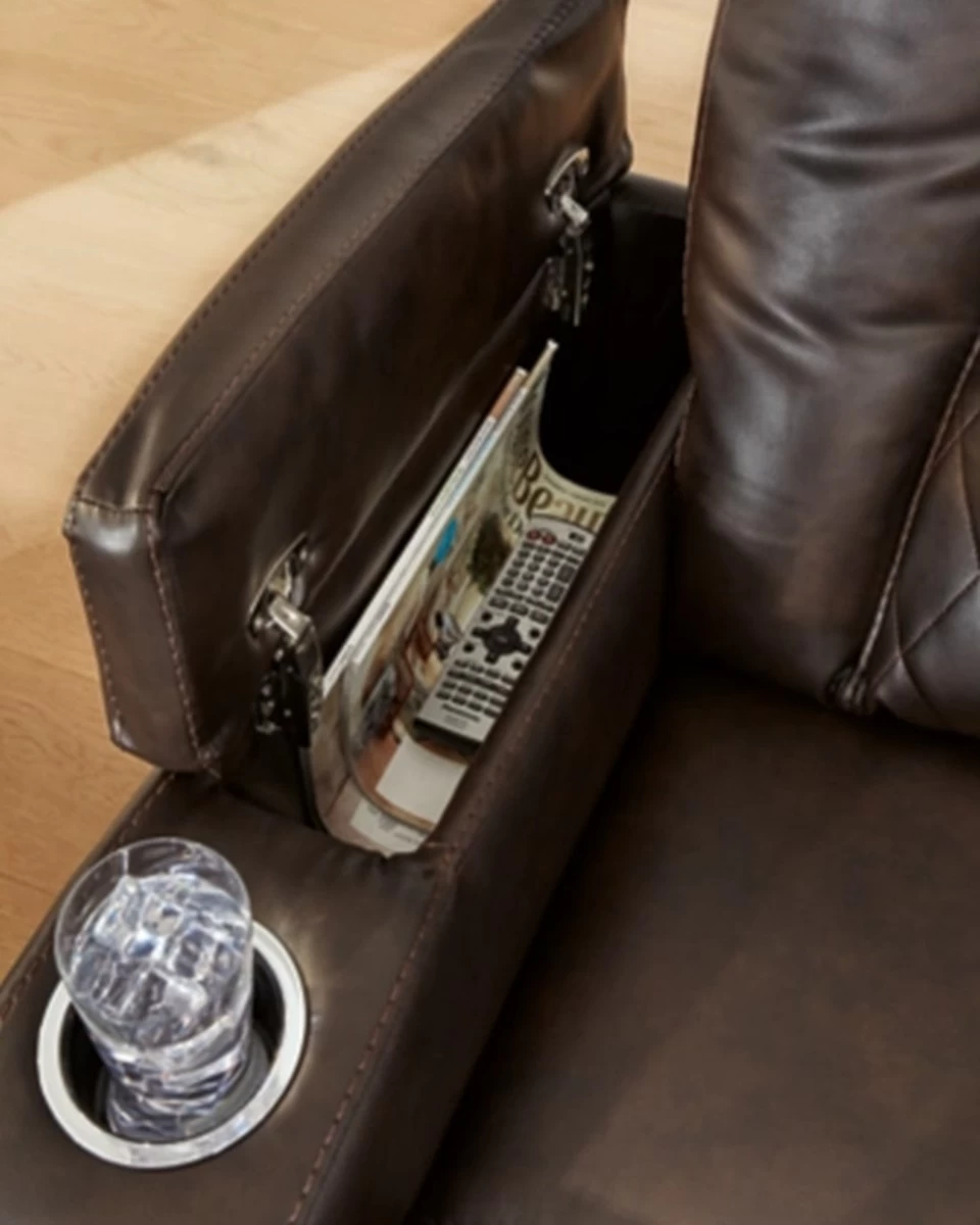Signature Design By Ashley® Mancin Chocolate Reclining Sofa With Drop Down Table 7 Signature Design By Ashley® Mancin Chocolate Reclining Sofa With Drop Down Table - Image 7