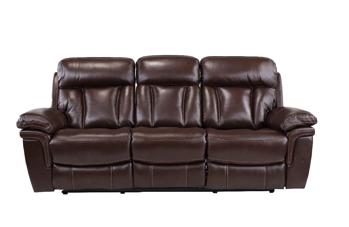 Man Wah Brown Leather Reclining Sofa 2 Man Wah Brown Leather Reclining Sofa - Image 2