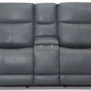 Hi-Rock Home Rainer Leather Power Reclining Console Loveseat