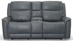 Hi-Rock Home Rainer Leather Power Reclining Console Loveseat