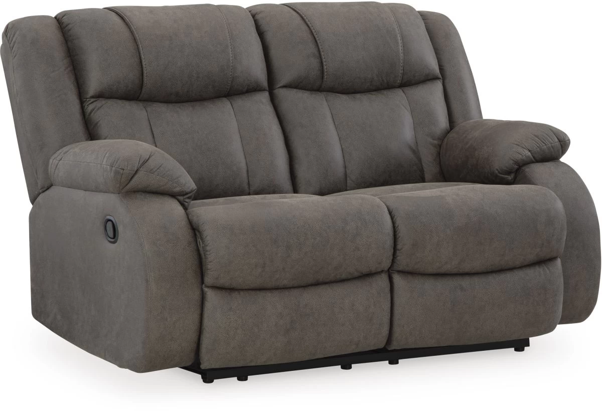 Signature Design By Ashley® First Base Gunmetal Reclining Loveseat 1 Signature Design By Ashley® First Base Gunmetal Reclining Loveseat