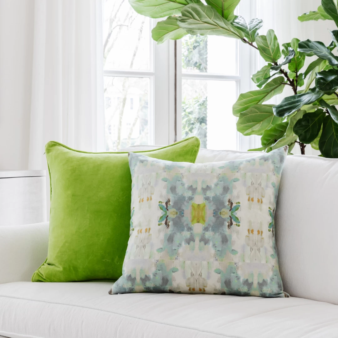 Laura Park Designs Coral Bay Green 22" X 22" Throw Pillow 2 Laura Park Designs Coral Bay Green 22" X 22" Throw Pillow - Image 2