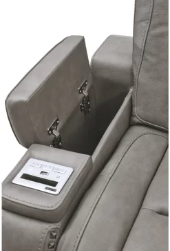 Signature Design By Ashley® The Man-Den Gray Leather Power Reclining Loveseat With Adjustable Headrest -Furniture comprehensive store 4b96df66 9496 4530 bc24 07319922c4c3