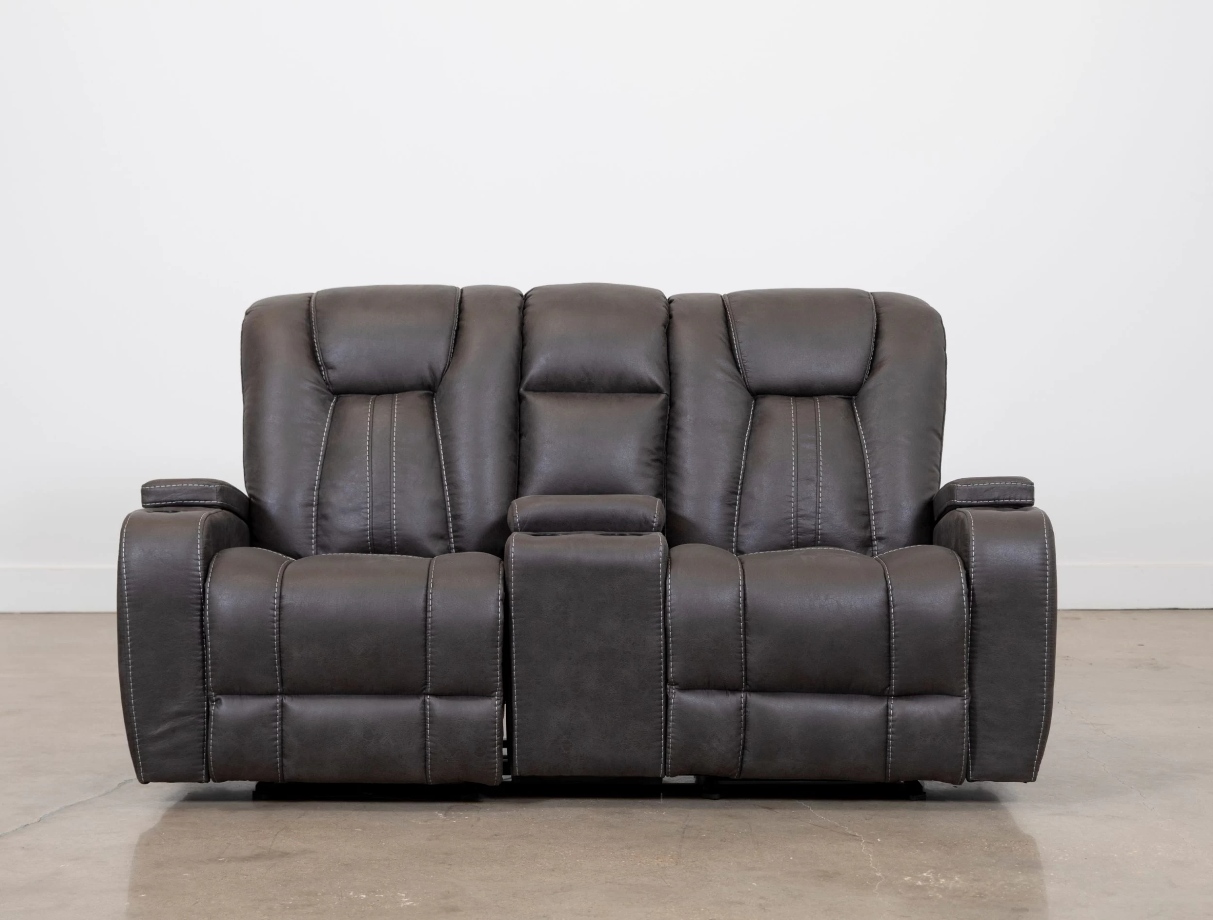 Man Wah Gray Reclining Glider Console Loveseat 2 Man Wah Gray Reclining Glider Console Loveseat - Image 2