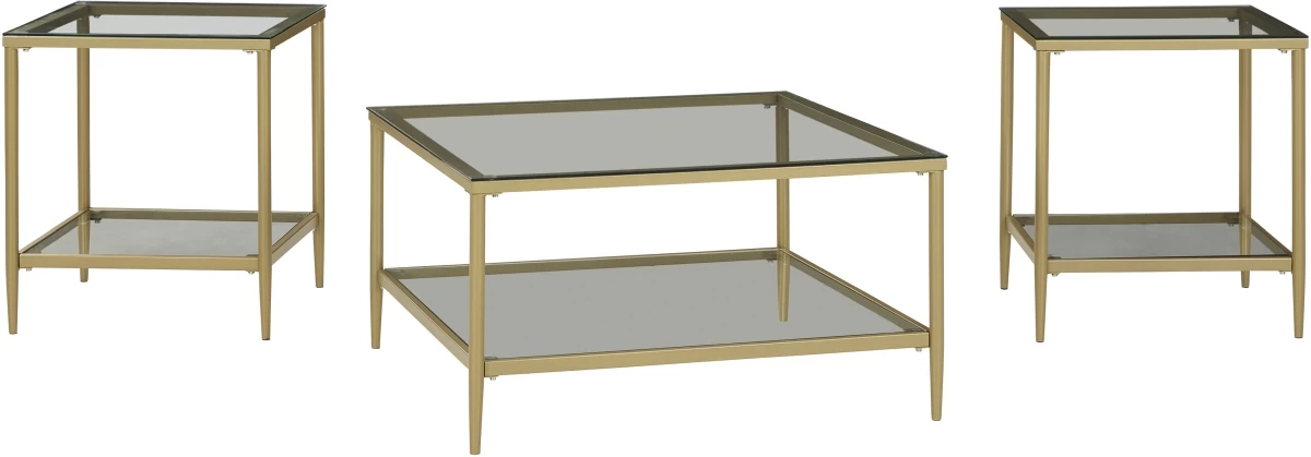 Signature Design By Ashley® Zerika 3-Piece Gold Occasional Table Set 1 Signature Design By Ashley® Zerika 3-Piece Gold Occasional Table Set