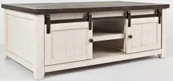Jofran Inc. Madison County Vintage White Barn Door Cocktail Table