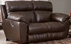 Catnapper® Costa Chocolate Leather Lay Flat Reclining Loveseat