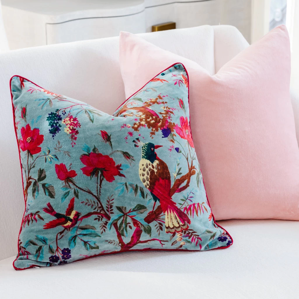 Laura Park Designs Teal Blue 20 X 20 Rajmahal Velvet Pillow 3 Laura Park Designs Teal Blue 20 X 20 Rajmahal Velvet Pillow - Image 3