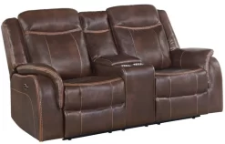 Elements International Carrera Brown Gliding Reclining Loveseat With Console