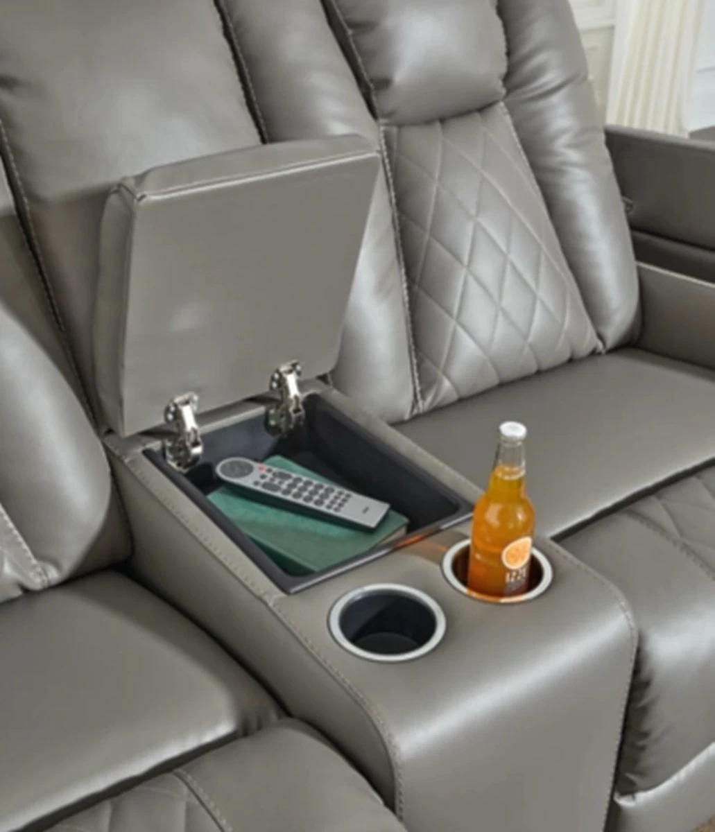 Signature Design By Ashley® Mancin Gray Reclining Loveseat With Console 6 Signature Design By Ashley® Mancin Gray Reclining Loveseat With Console - Image 6