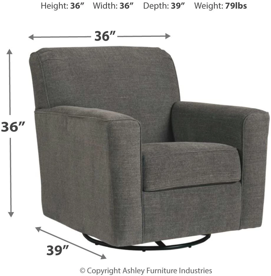Ashley® Alcona Charcoal Swivel Glider Accent Chair 6 Ashley® Alcona Charcoal Swivel Glider Accent Chair - Image 6