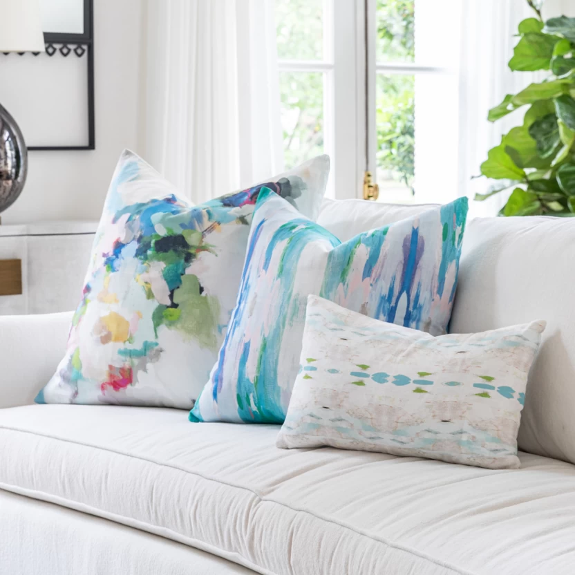 Laura Park Designs Flower Child Teal 22" X 22" Throw Pillow 2 Laura Park Designs Flower Child Teal 22" X 22" Throw Pillow - Image 2