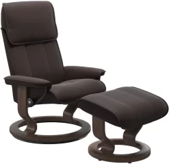 Stressless® By Ekornes® Admiral Large All Leather Chocolate Chair With Footstool