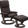 Stressless® By Ekornes® Admiral Medium All Leather Chocolate Chair With Footstool