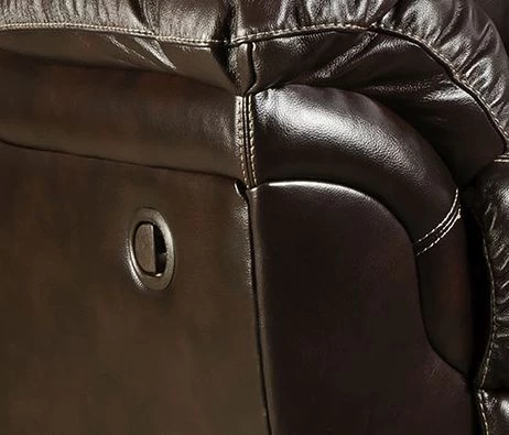 HomeStretch Brown Leather Reclining Console Loveseat 2 HomeStretch Brown Leather Reclining Console Loveseat - Image 2