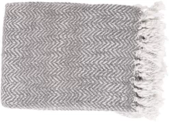 Surya Trina White/Charcoal 50"x60" Throw Blanket