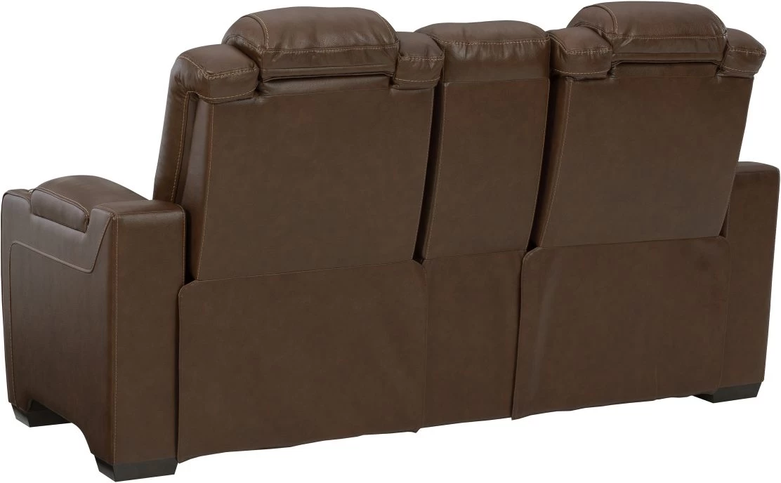 Signature Design By Ashley® Backtrack Chocolate Leather Power Reclining Loveseat/Console/Adjustable Headrest 3 Signature Design By Ashley® Backtrack Chocolate Leather Power Reclining Loveseat/Console/Adjustable Headrest - Image 3