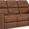 Flexsteel® Henry Russet Power Reclining Sofa With Power Headrests And Lumbar