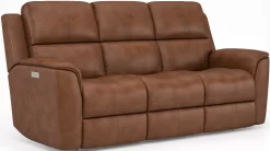 Flexsteel® Henry Russet Power Reclining Sofa With Power Headrests And Lumbar