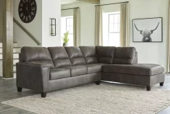 Signature Design By Ashley® Navi 2-Piece Smoke Left-Arm Facing Sectional With Chaise -Furniture comprehensive store 65680d9d 4b03 4a77 a5ba a8921880bf32