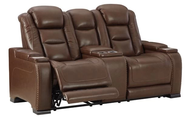 Signature Design By Ashley® The Man-Den Mahogany Leather Power Reclining Loveseat 1 Signature Design By Ashley® The Man-Den Mahogany Leather Power Reclining Loveseat