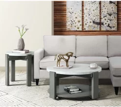 Elements International Rosamel Gray/Marble End Table -Furniture comprehensive store 66f6c385 d6e3 43de a7c7 80bafbf5f67d