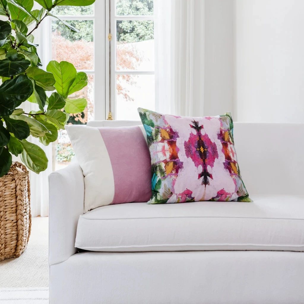 Laura Park Designs Namaste Pink 22" X 22" Luxe Faux Hide Pillow 2 Laura Park Designs Namaste Pink 22" X 22" Luxe Faux Hide Pillow - Image 2