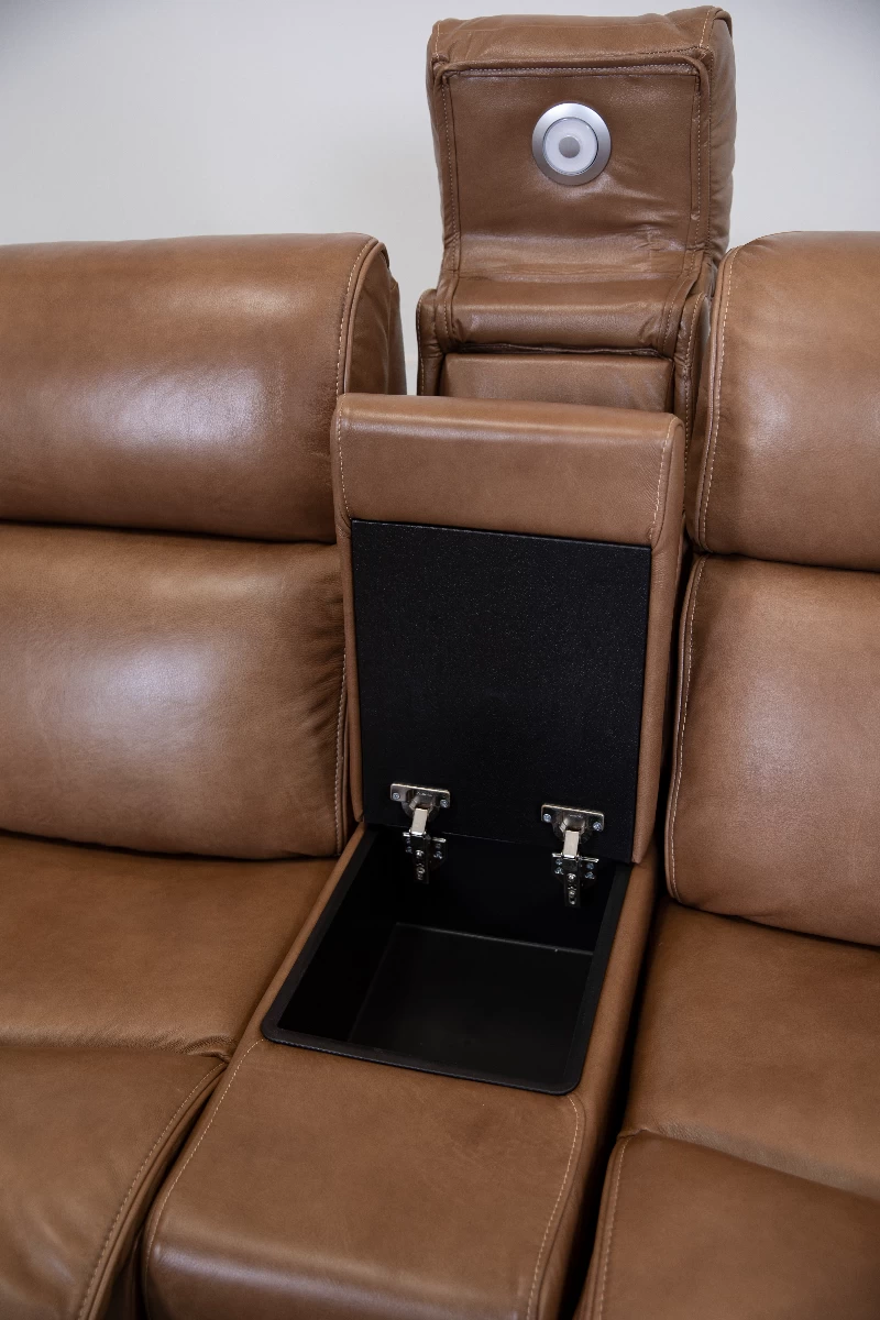 Man Wah Umber Leather Power Reclining Console Loveseat 7 Man Wah Umber Leather Power Reclining Console Loveseat - Image 7