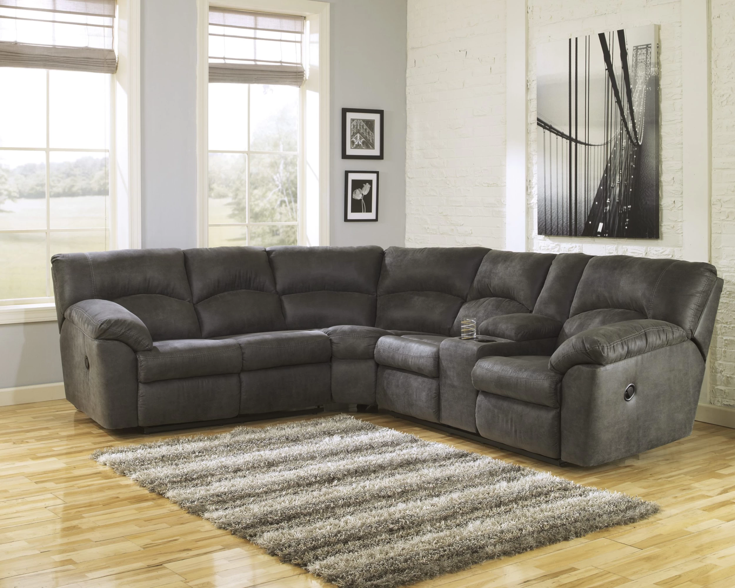 Signature Design By Ashley® Tambo 2-Piece Pewter Reclining Sectional 2 Signature Design By Ashley® Tambo 2-Piece Pewter Reclining Sectional - Image 2