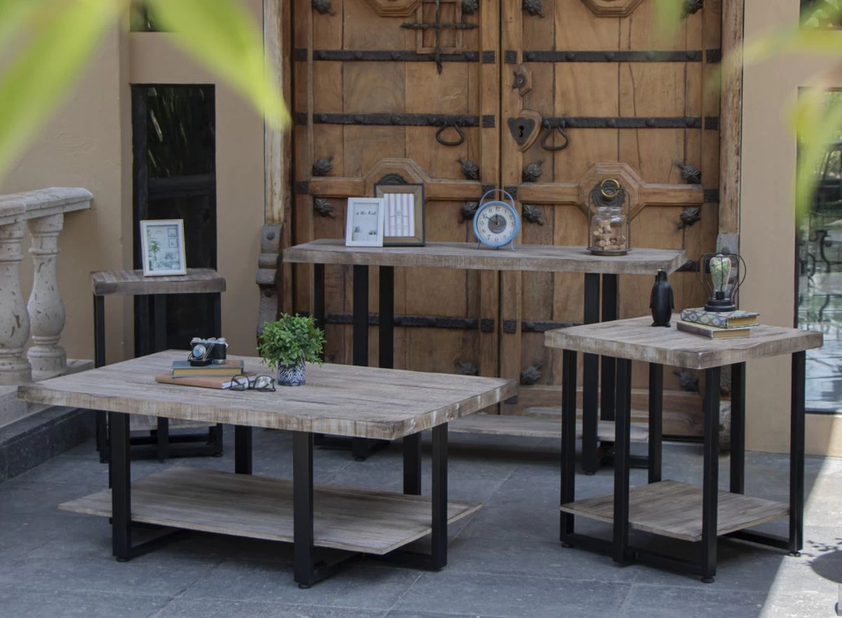 International Furniture Direct Old Wood Sand Drift Chairside Table 6 International Furniture Direct Old Wood Sand Drift Chairside Table - Image 6