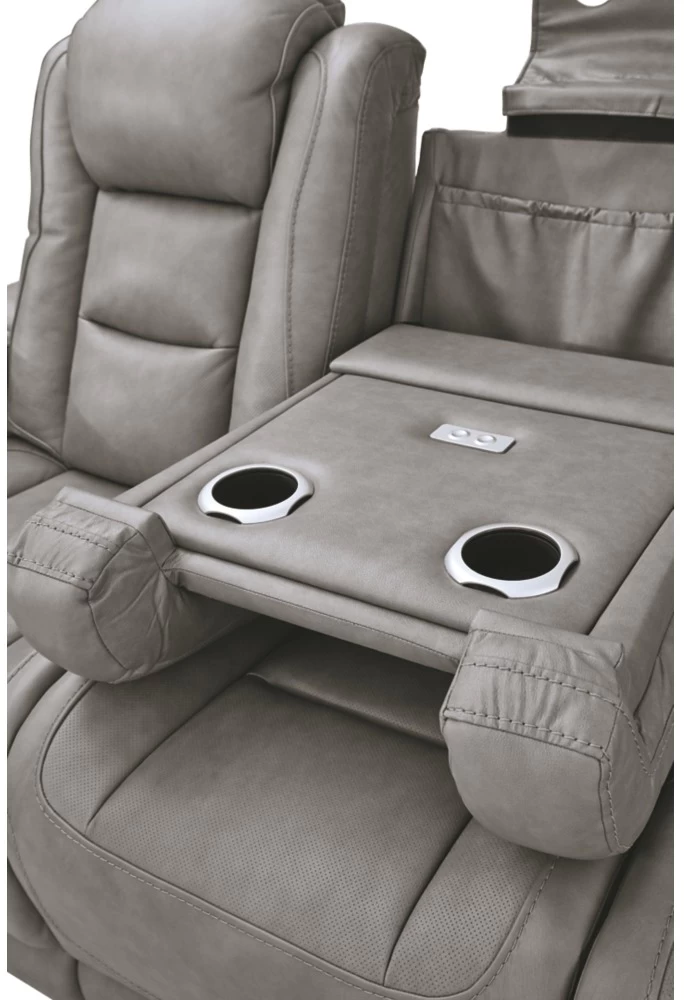 Signature Design By Ashley® The Man-Den Gray Leather Power Reclining Sofa With Adjustable Headrest 7 Signature Design By Ashley® The Man-Den Gray Leather Power Reclining Sofa With Adjustable Headrest - Image 7