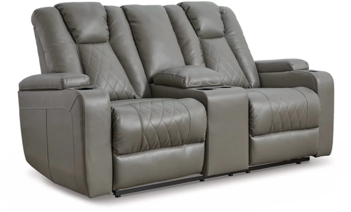 Signature Design By Ashley® Mancin Gray Reclining Loveseat With Console 1 Signature Design By Ashley® Mancin Gray Reclining Loveseat With Console