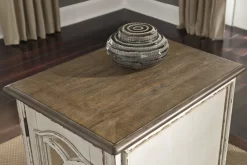 Signature Design By Ashley® Realyn White/Brown Cabinet Door Chairside End Table -Furniture comprehensive store 6dca76a7 e8c4 4de9 9347 acb00e90cc3f