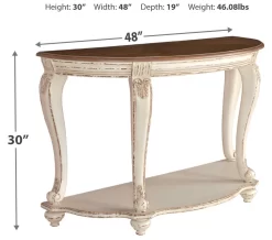 Signature Design By Ashley® Realyn White/Brown Sofa Table -Furniture comprehensive store 71199c47 e37b 418b ab9c e285e31b778e