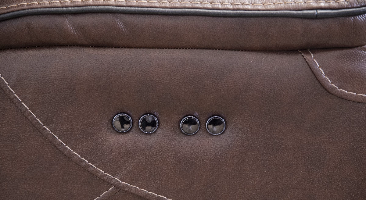 Man Wah Walnut Leather Power Reclining Console Loveseat 9 Man Wah Walnut Leather Power Reclining Console Loveseat - Image 9