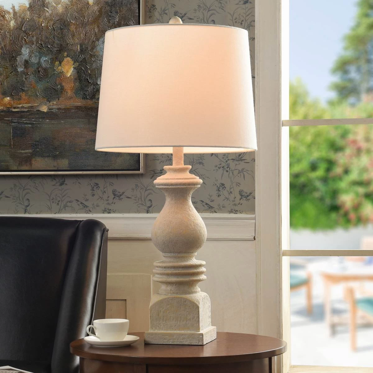 Stylecraft Resin White Table Lamp 8 Stylecraft Resin White Table Lamp - Image 8