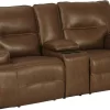 Signature Design By Ashley® Francesca Auburn Power Reclining Loveseat With Console