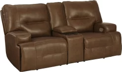Signature Design By Ashley® Francesca Auburn Power Reclining Loveseat With Console