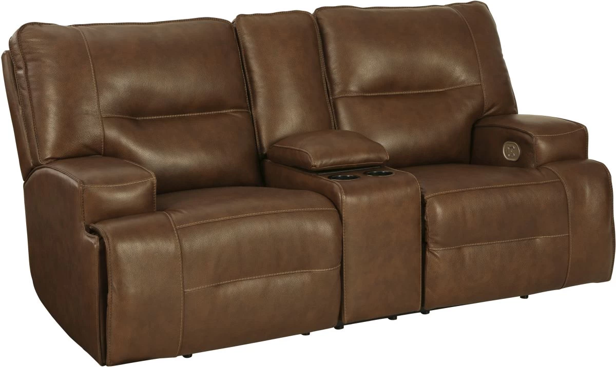 Signature Design By Ashley® Francesca Auburn Power Reclining Loveseat With Console 1 Signature Design By Ashley® Francesca Auburn Power Reclining Loveseat With Console