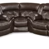 HomeStretch Brown Super-Wedge Leather Reclining Sectional