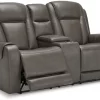 Signature Design By Ashley® Card Player Smoke Power Reclining Loveseat