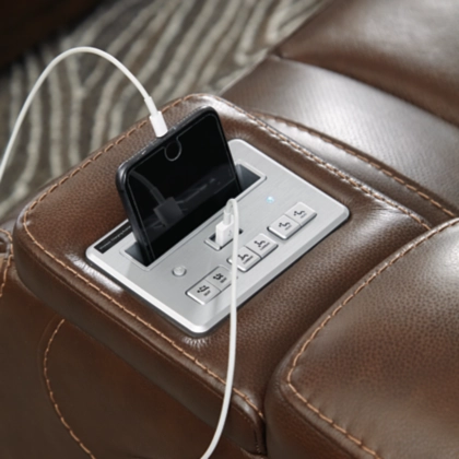 Signature Design By Ashley® The Man-Den Mahogany Leather Power Recliner 6 Signature Design By Ashley® The Man-Den Mahogany Leather Power Recliner - Image 6