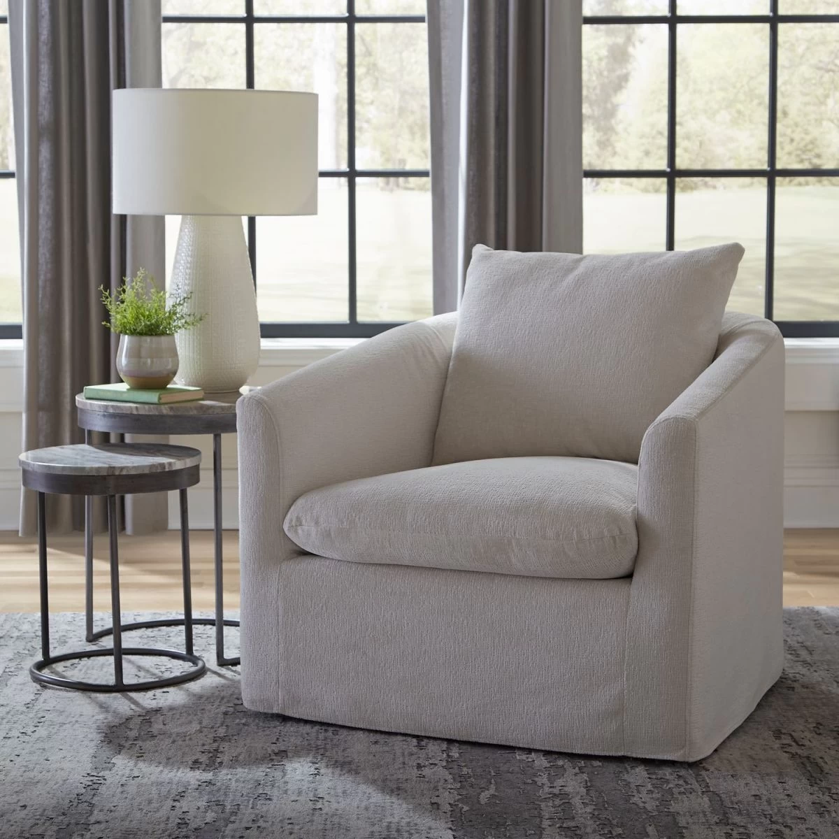 Liberty Saxton Ivory Swivel Accent Chair 8 Liberty Saxton Ivory Swivel Accent Chair - Image 8