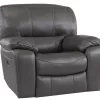 Man Wah Gray Leather Power Recliner
