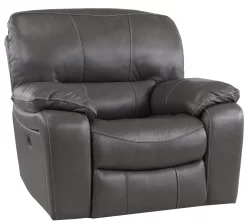 Man Wah Gray Leather Power Recliner