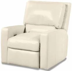 USA Premium Leather Furniture 6350 Pebble Bone All Leather Power Recliner