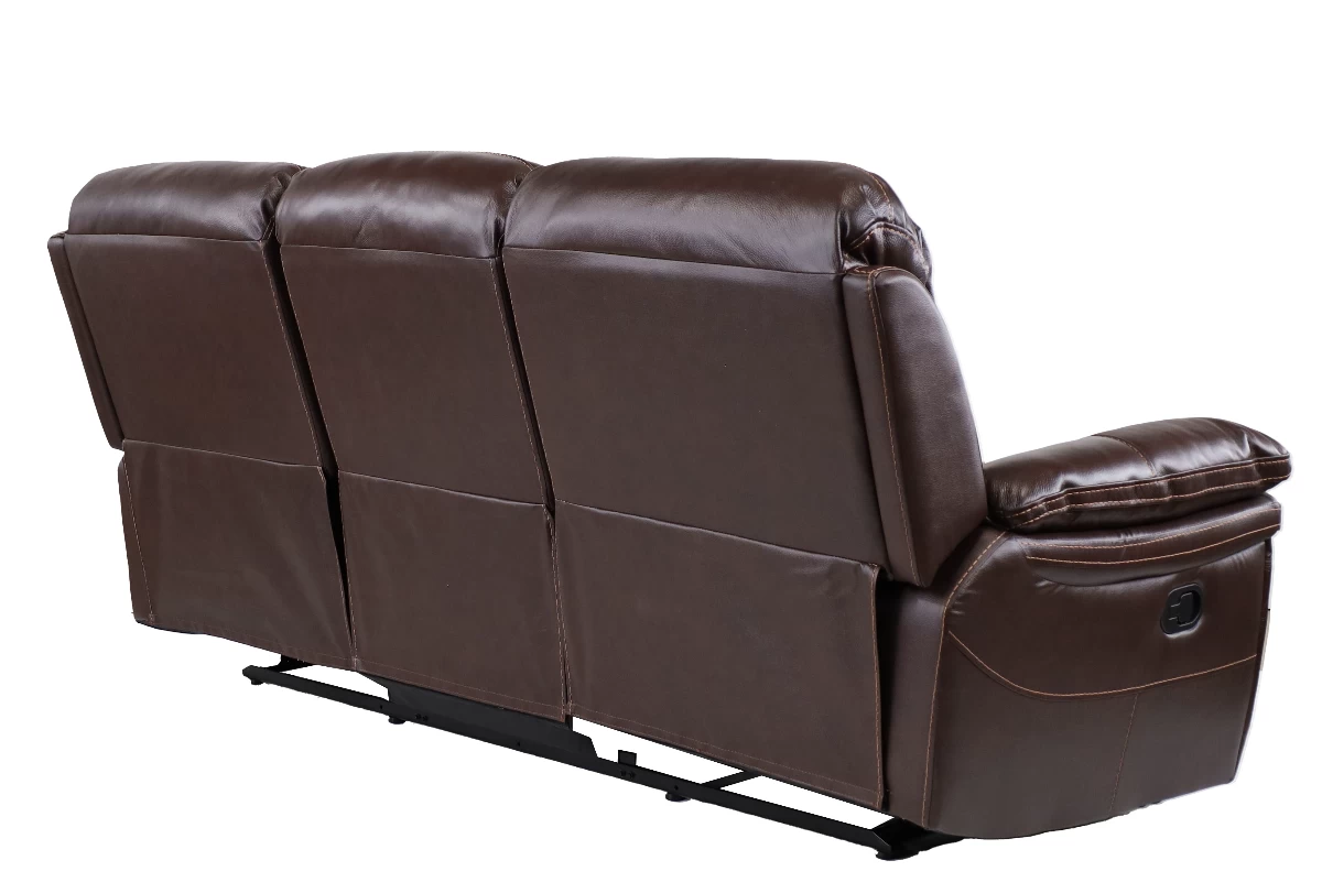 Man Wah Brown Leather Reclining Sofa 5 Man Wah Brown Leather Reclining Sofa - Image 5