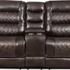 Vogue Furniture Dark Chocolate Reclining Loveseat With Console
