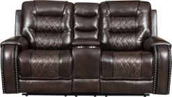 Vogue Furniture Dark Chocolate Reclining Loveseat With Console