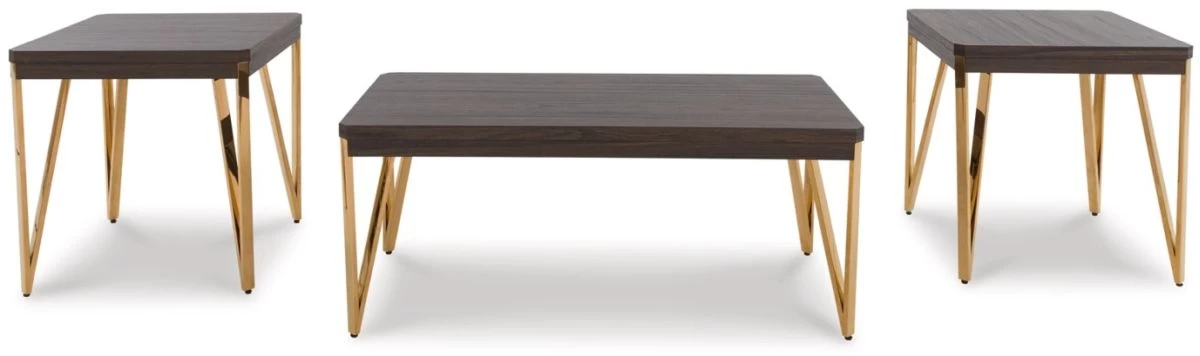 Signature Design By Ashley® Bandyn 3-Piece Brown/Champagne Table Set 2 Signature Design By Ashley® Bandyn 3-Piece Brown/Champagne Table Set - Image 2